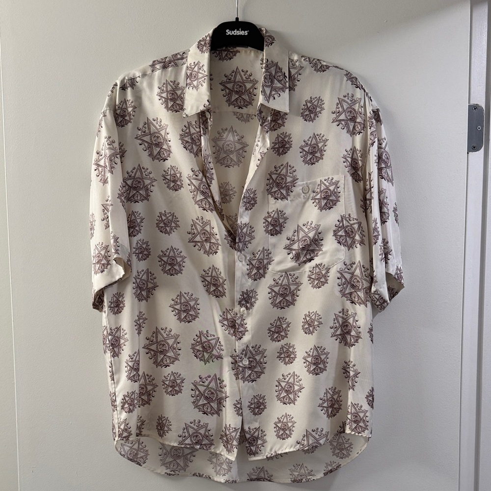 Dior Cream Button-Down Shirt with Brown Starburst Print